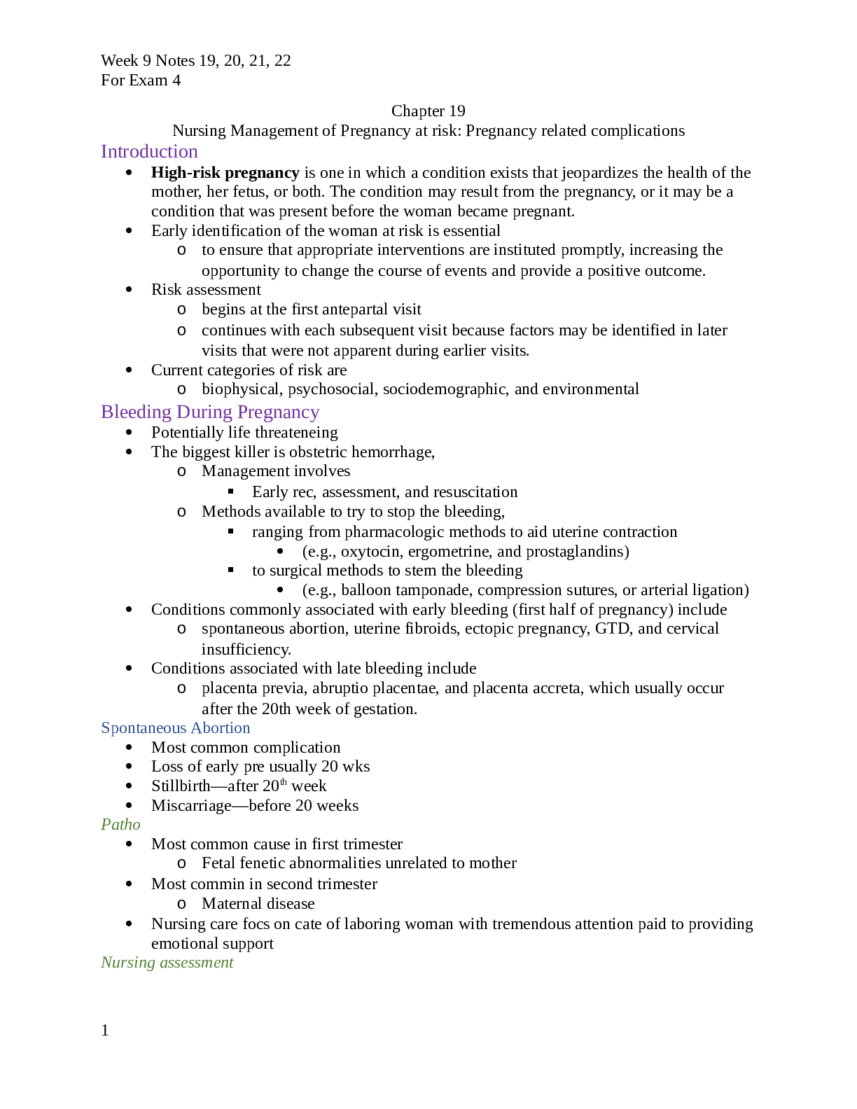 Preview image for NUR 3465 Week 9 Notes For Exam 4